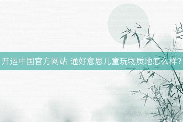 开运中国官方网站 通好意思儿童玩物质地怎么样？