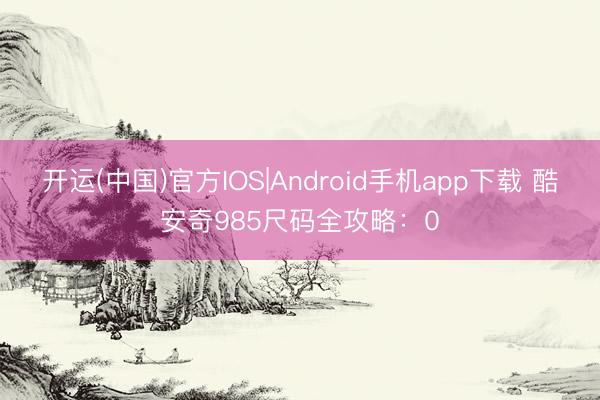 开运(中国)官方IOS|Android手机app下载 酷安奇985尺码全攻略：0
