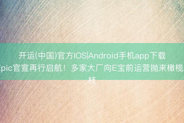 开运(中国)官方IOS|Android手机app下载 Epic官宣再行启航！多家大厂向E宝前运营抛来橄榄枝