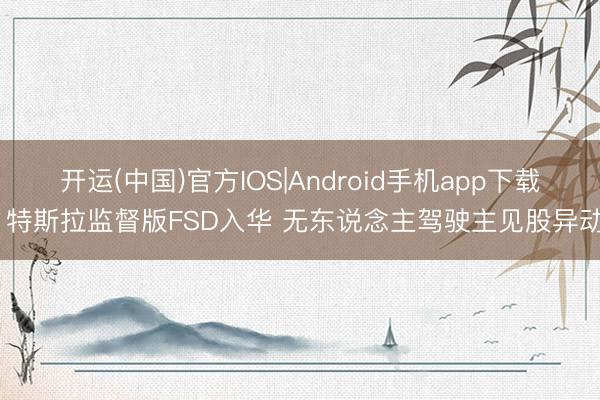 开运(中国)官方IOS|Android手机app下载 特斯拉监督版FSD入华 无东说念主驾驶主见股异动